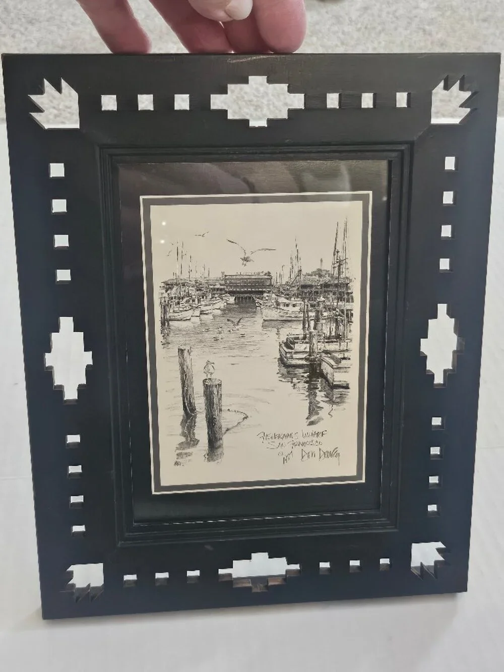 Vintage 1977 Don Davey Fisherman's Wharf San Francisco Signed Lithograph Framed